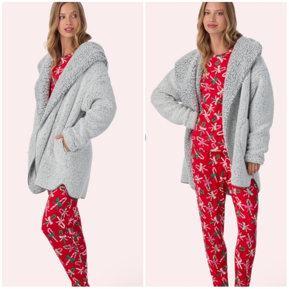 ROOM SERVICE ULTRA SOFT COZY CARDIGAN ROBE LOUNGEWEAR GRAY SMALL MEDIUM NWT - Picture 3 of 11